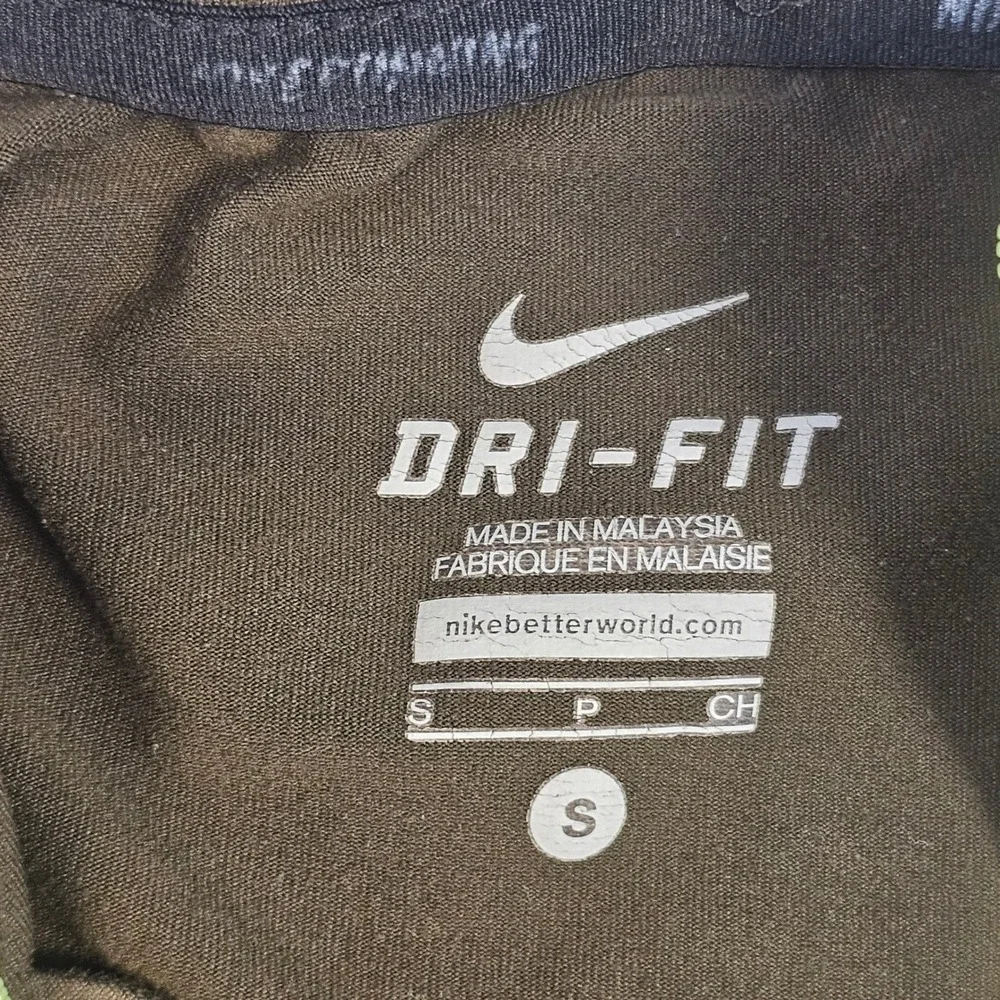 Nike Mens Dri-FIT Quarter‎ Zip Pullover Olive Brown Neon Yellow Running Top S